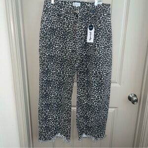 Leopard Print Wide Leg Barrel Jeans